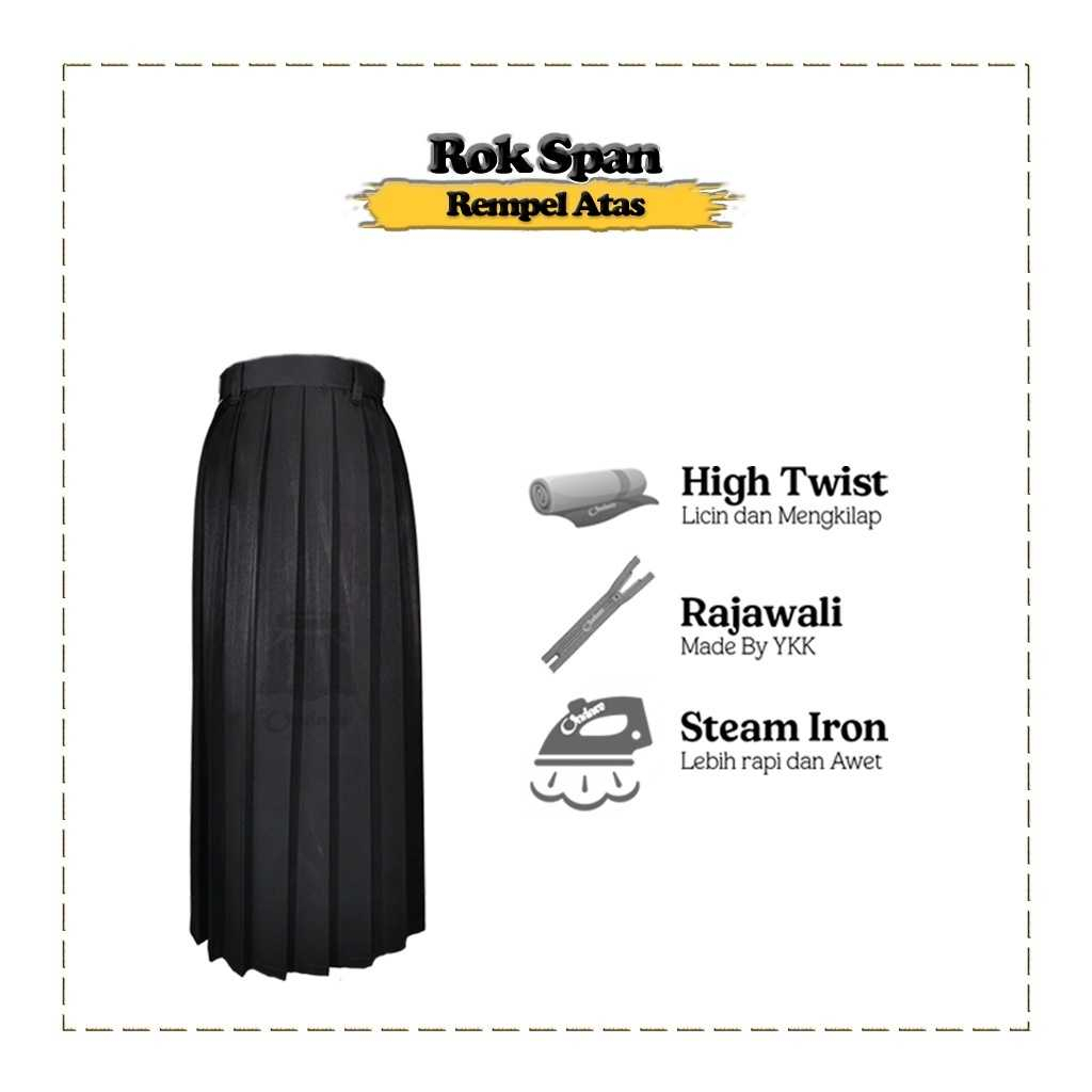 Jual Rok sekolah wanita hitam full rempel atas bahan twist jahitan ...
