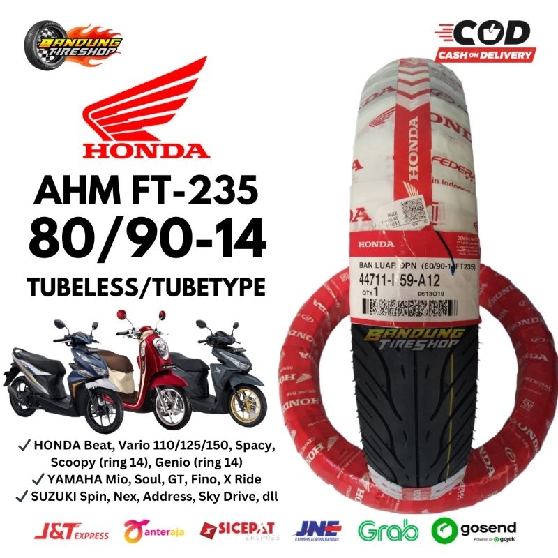 Jual BAN HONDA ORIGINAL 80/90-14 FEDERAL FT235 TUBELESS/TUBETYPE AHM ...