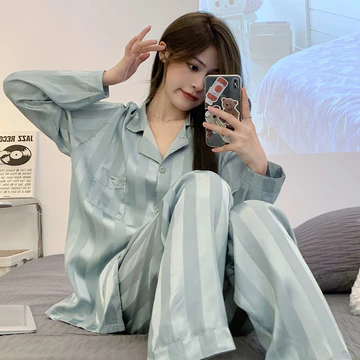 Ringan Adem Series Baju Tidur Wanita Dewasa Kyara Long Sleepwear Piyama Set Satin Silk Setelan