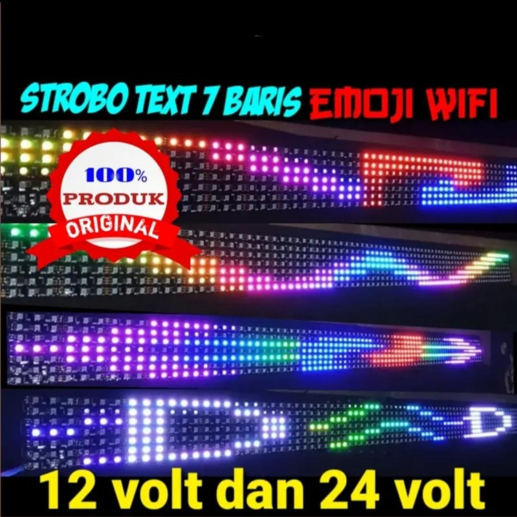 Jual Lampu led variasi mobil RUNNING TEXT 7 baris emoji bisa ganti text ...