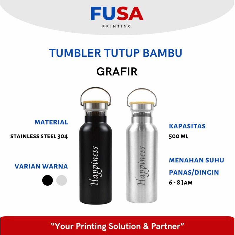 Jual Fusa Printing Tumbler Custom Tutup Bambu Laser Grafir Namalogokarakter Souvenir Botol 2997