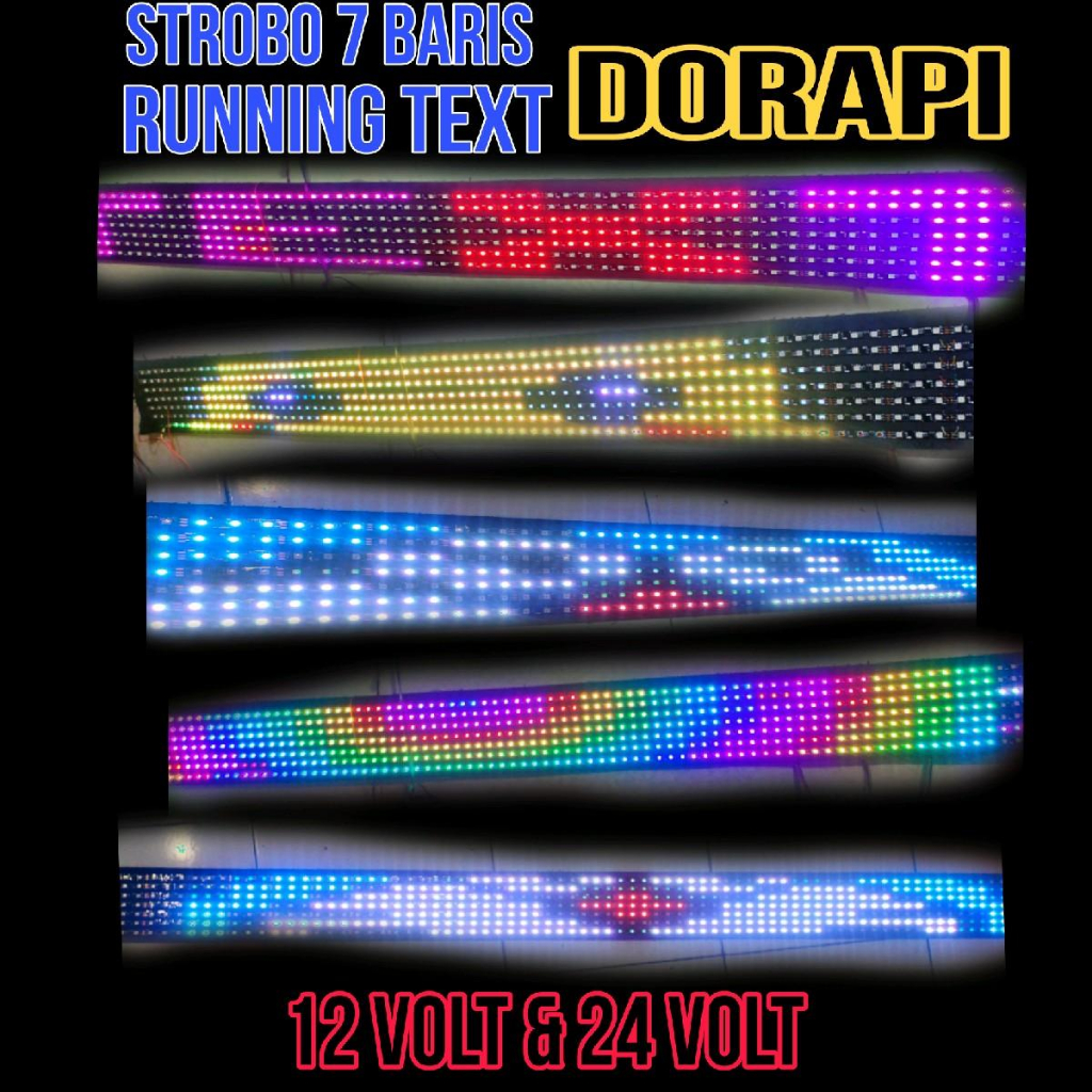 Jual Lampu STROBO TEXT Led variasi mobil RUNNING TEXT Wifi 7 baris ...
