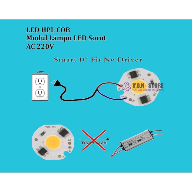 Jual MODUL LED COB 220v Lampu sorot PLN AC 25mm | Shopee Indonesia
