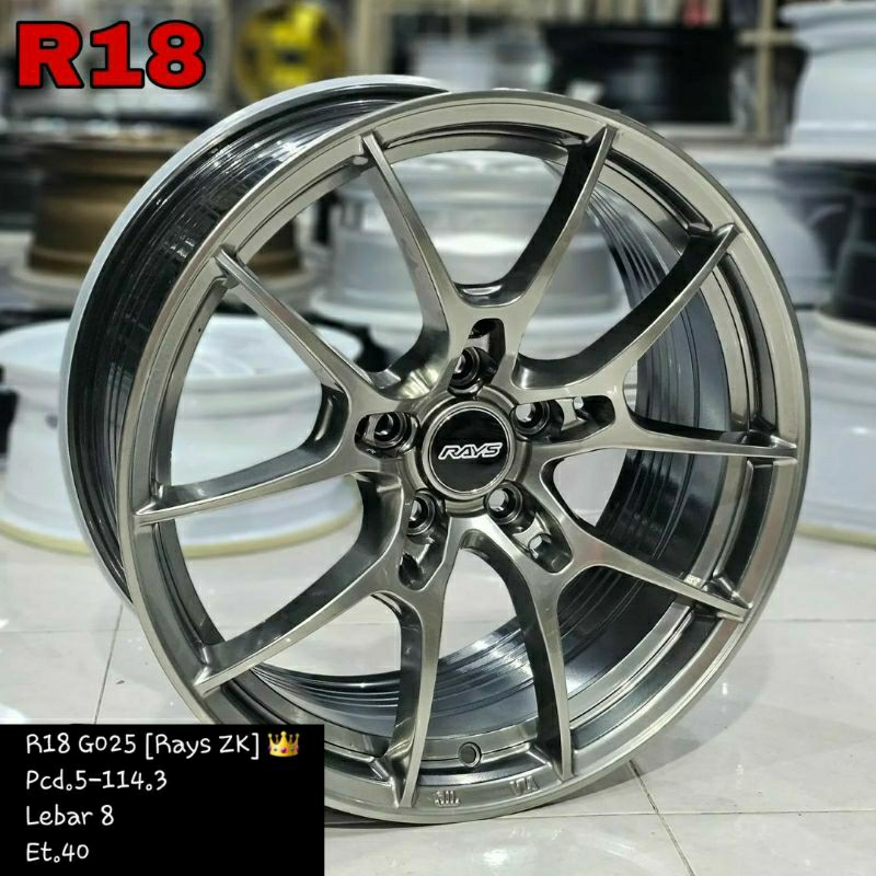 Jual velg racing volk rays G025 zk ring 18 lebar 8 et40 hyper black ...