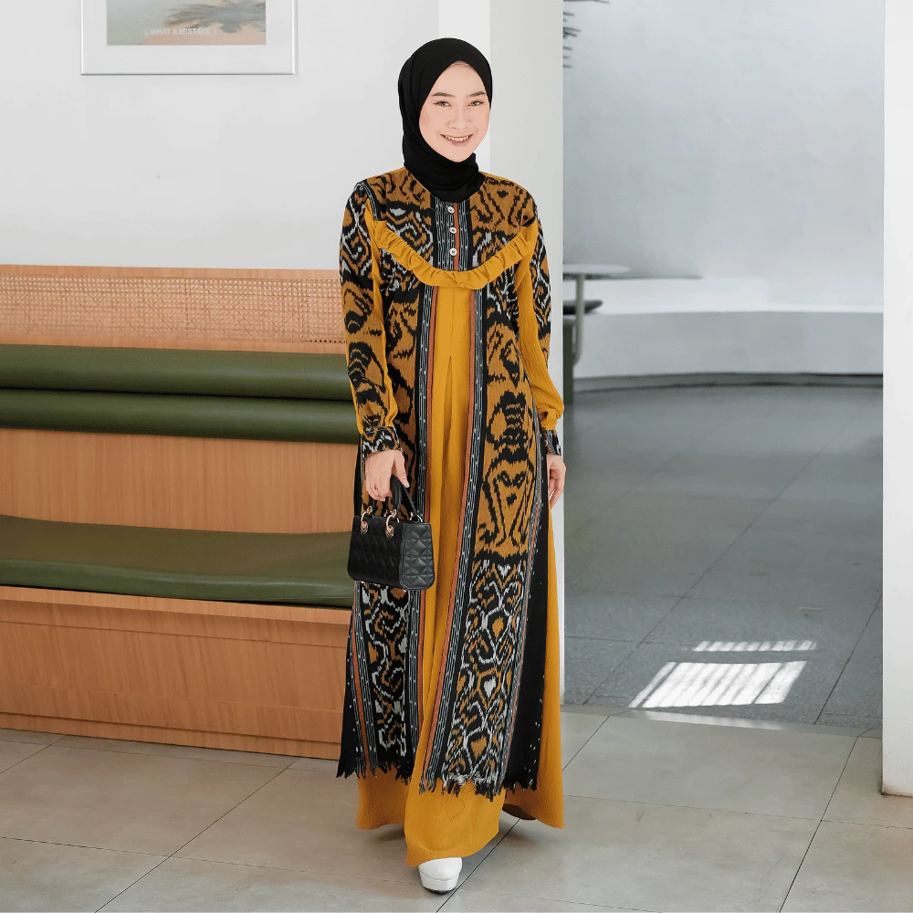 Gamis Dress Kondangan Pesta Mewah Elegan Busui Mix Tenun Troso SHIRINZEIN Rahayu untuk acara pesta