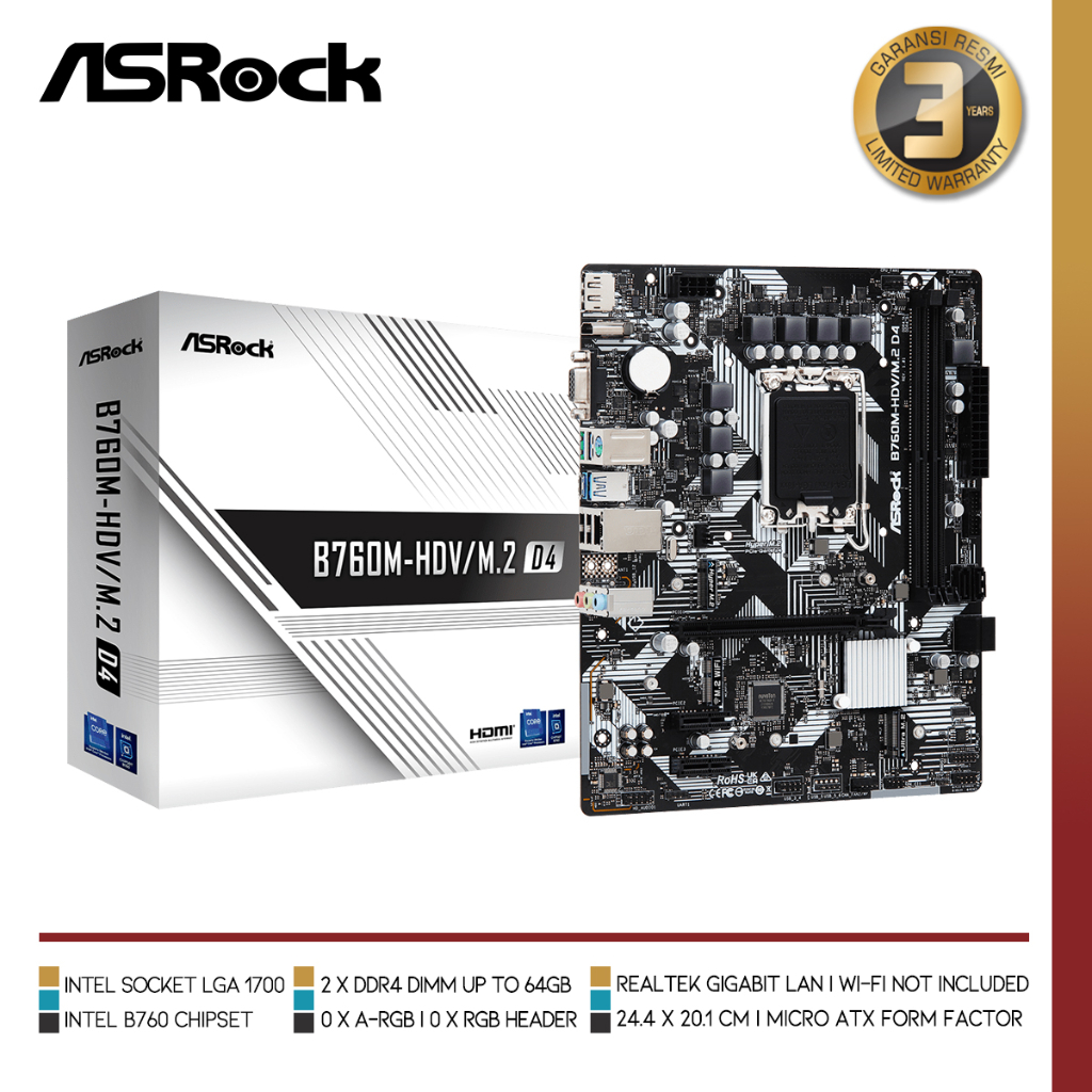 ASRock B760M-HDV/M.2 D4 - Carte mère ASRock sur
