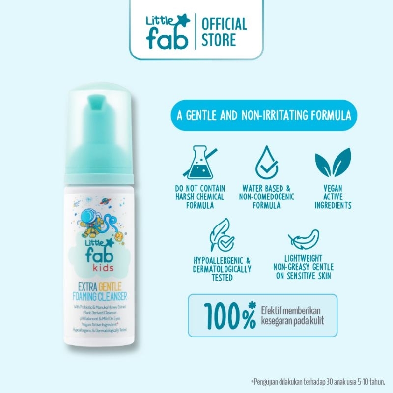 Jual Little Fab Kids Extra Gentle Foaming Cleanser Facial Wash 60ml ...