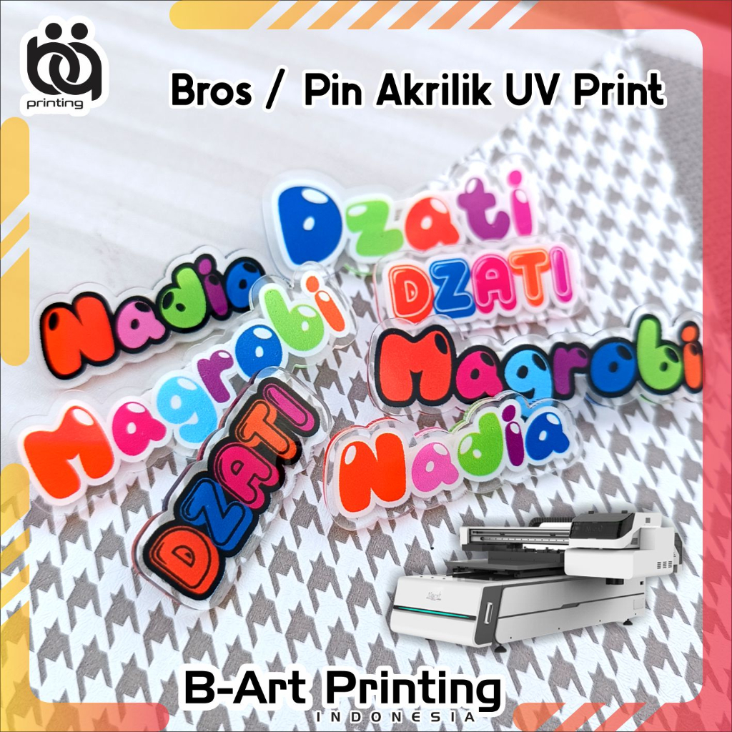 Jual UV Print Bross PIN Nama Name Tag Akrilik Papan Nama Warna Warni SD ...