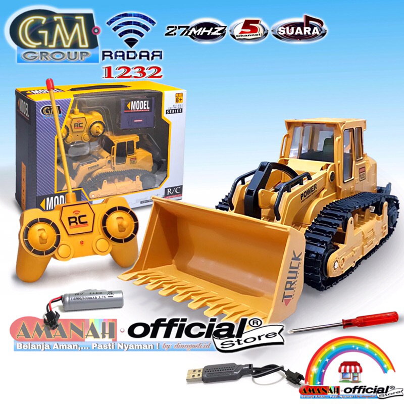 Jual GM RCTruck RDR1232 Bulldozer Remote Control Loader Truck Mainan