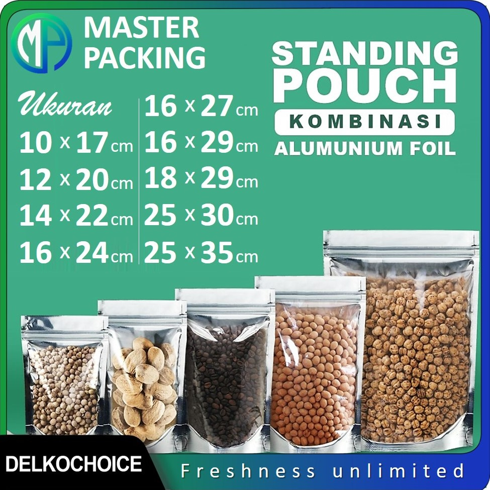 Jual Standing Pouch Alumunium Foil Silver Kombinasi Ziplock | Plastik ...