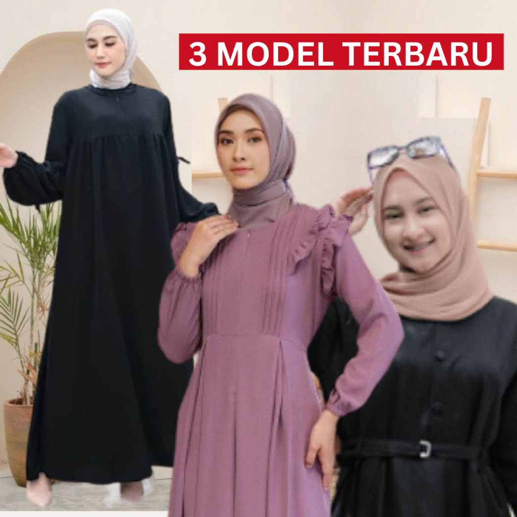 Jual Model Gamis Terbaru 2023 Hitam Polos Simpel Modern Remaja Dress Eticha Wanita Muslim Pesta 6710