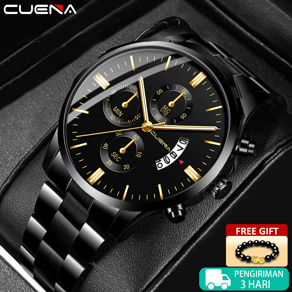 Jual CUENA Jam Tangan Pria Murah Keren Original Anti Air Tipis Jam