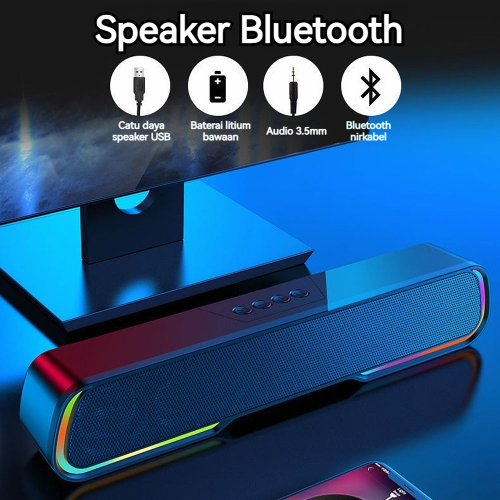 Jual Speaker Bluetooth Soundbar RGB LED Light Computer TV Phone TF 360 ...