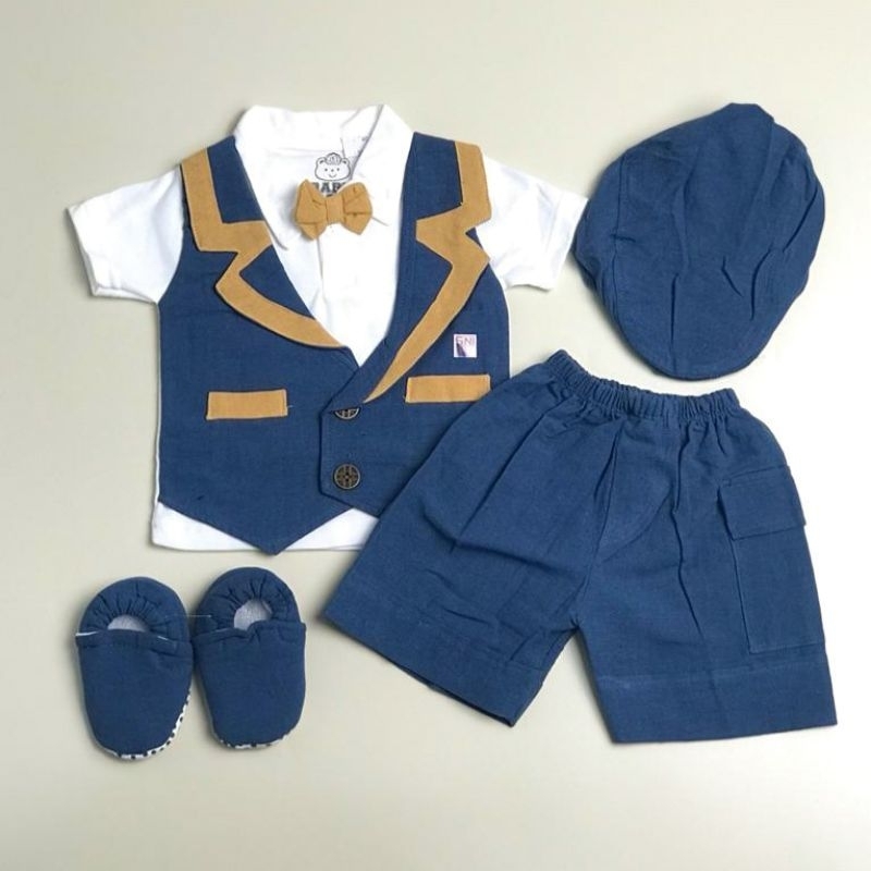 Jual Baju Bayi Laki Laki 0 6 bulan rompi set cowok | Shopee Indonesia