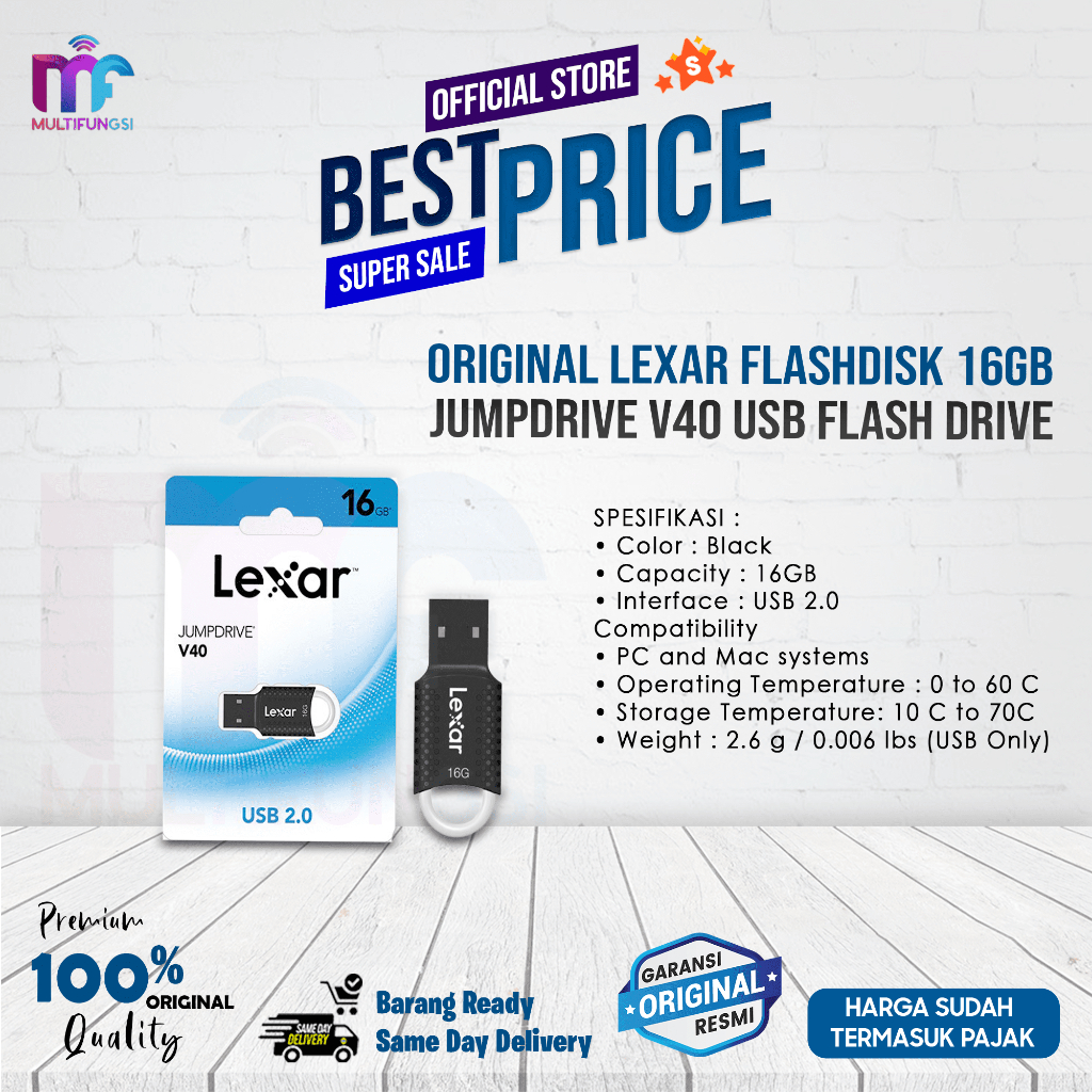 Jual ORIGINAL LEXAR FLASHDISK 16GB JumpDrive V40 USB Flash Drive ...