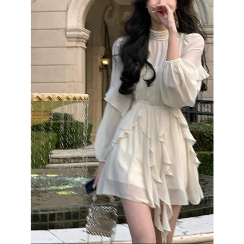 Jual Dress blackpink / mini dress rumbai lengan panjang / Dress korea ...