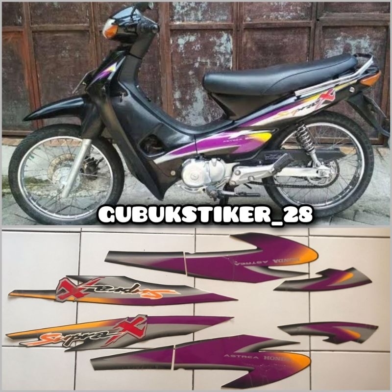 Jual STRIPING STIKER LIS BODY MOTOR HONDA SUPRA X TAHUN 2001 HITAM