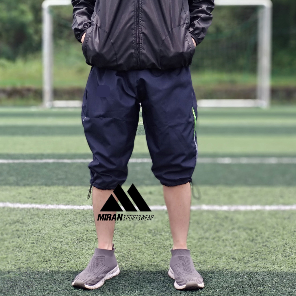 Celana Parasut Olahraga Pria Wanita Sontog 3/4 Selutut Saku Resleting Celana Training Sport Jumbo