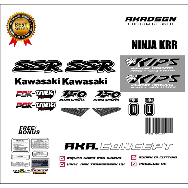 Jual sticker striping kawasaki ninja KRR SSR transparan bisa request ...