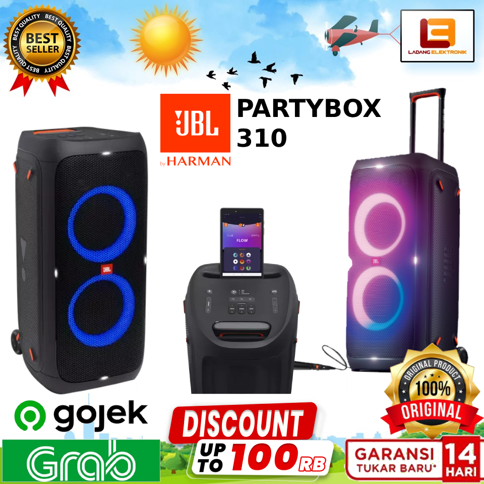 JBL PartyBox 310 Portable Party Speaker Bundle with gSport Cargo Sleev