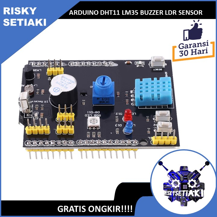 Jual ARDUINO DHT11 LM35 BUZZER LDR SENSOR MULTI FUNGSI SHIELD MODULE ...