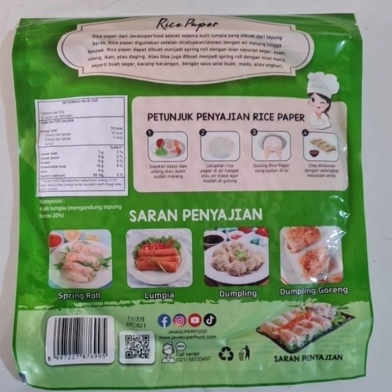 Jual Javasuperfood Rice Paper ( kertas nasi / kulit lumpia dari tepung ...