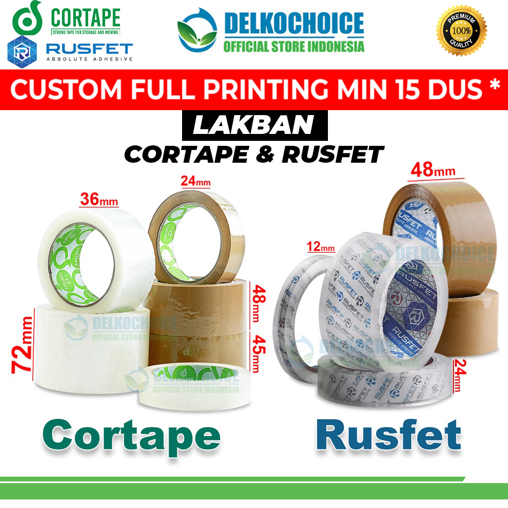 Jual Lakban Isolasi CORTAPE RUSFET Solatip OPP Tape VARIAN PREMIUM ...