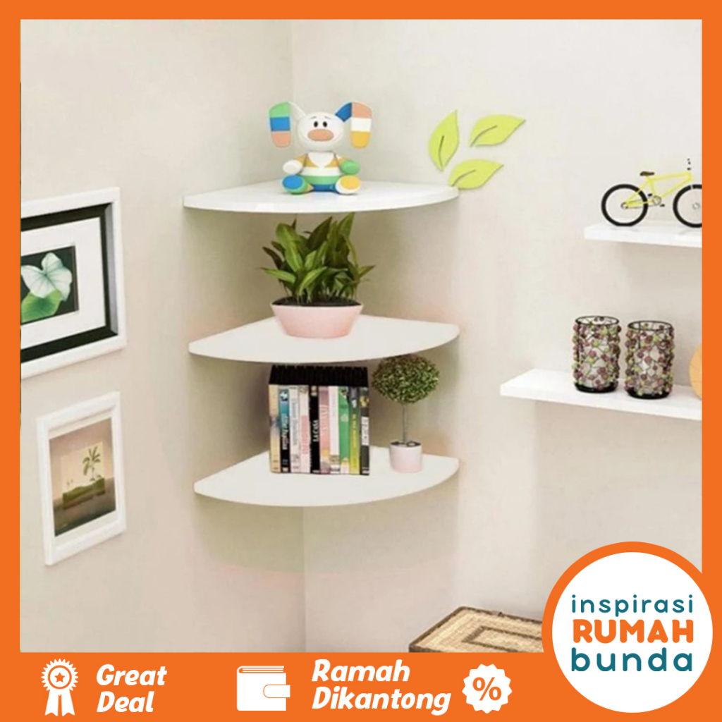 Jual Rak sudut Dinding 3 susun Dekorasi dinding interior wall rack ...