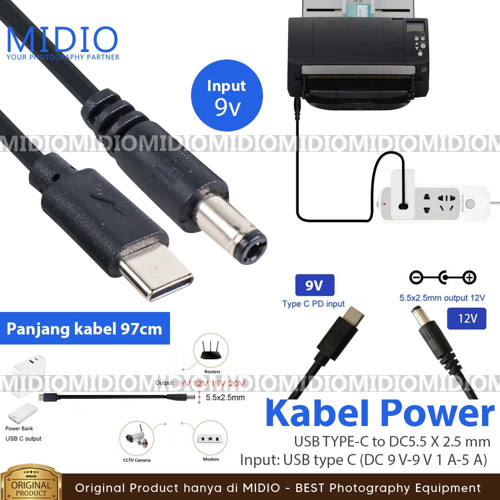 Jual Kabel Power USB Type C to DC 5.5x2.5mm PD Charger Router CCTV 9V ...
