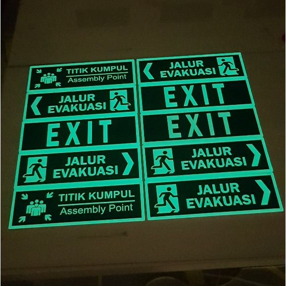Jual Rambu Jalur Evakuasi - Exit Ukuran 30cm x 10cm Akrilik Glow In The ...