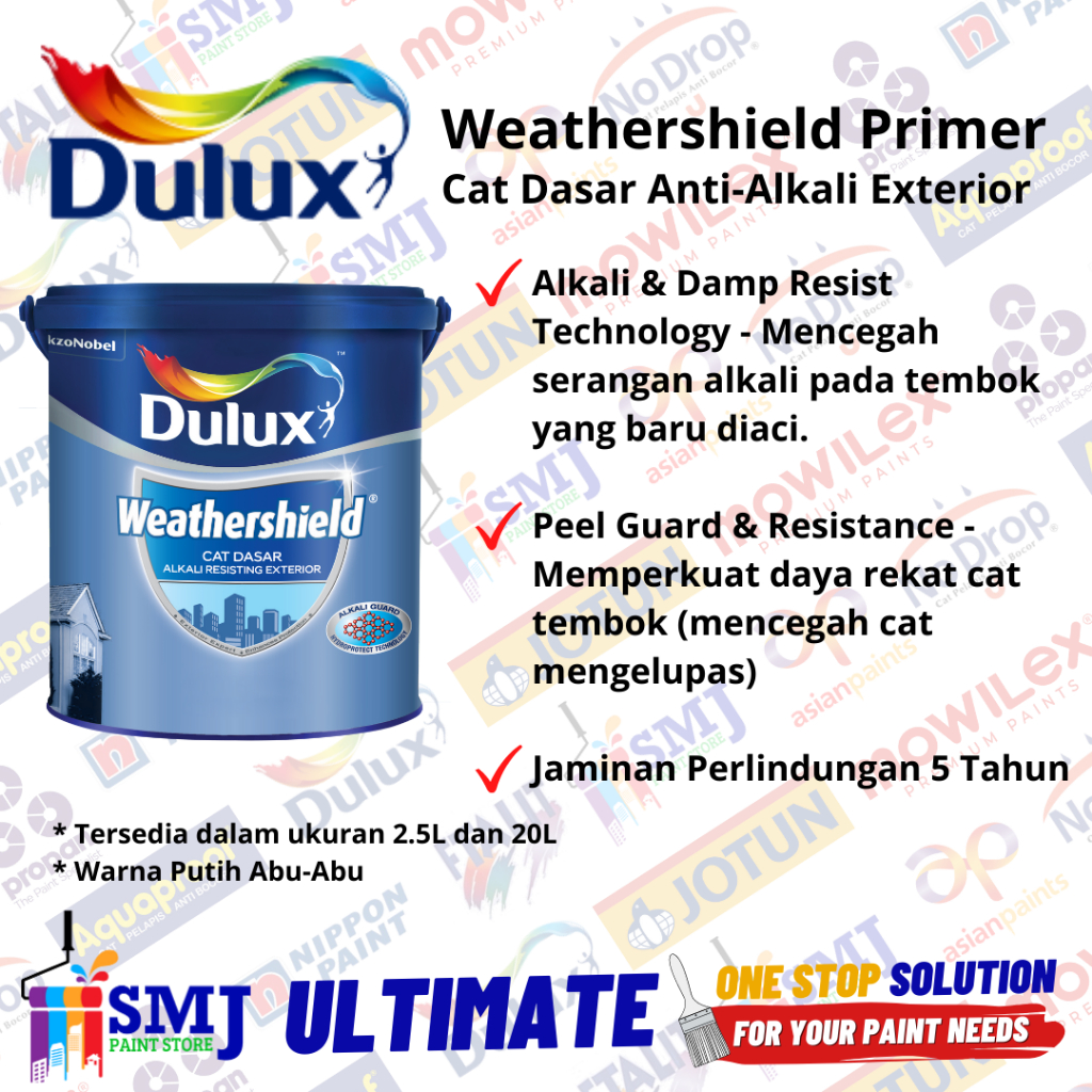 Jual Cat Dasar Eksterior Dulux Weathershield Alkali Resisting Primer 25 L Shopee Indonesia 9133