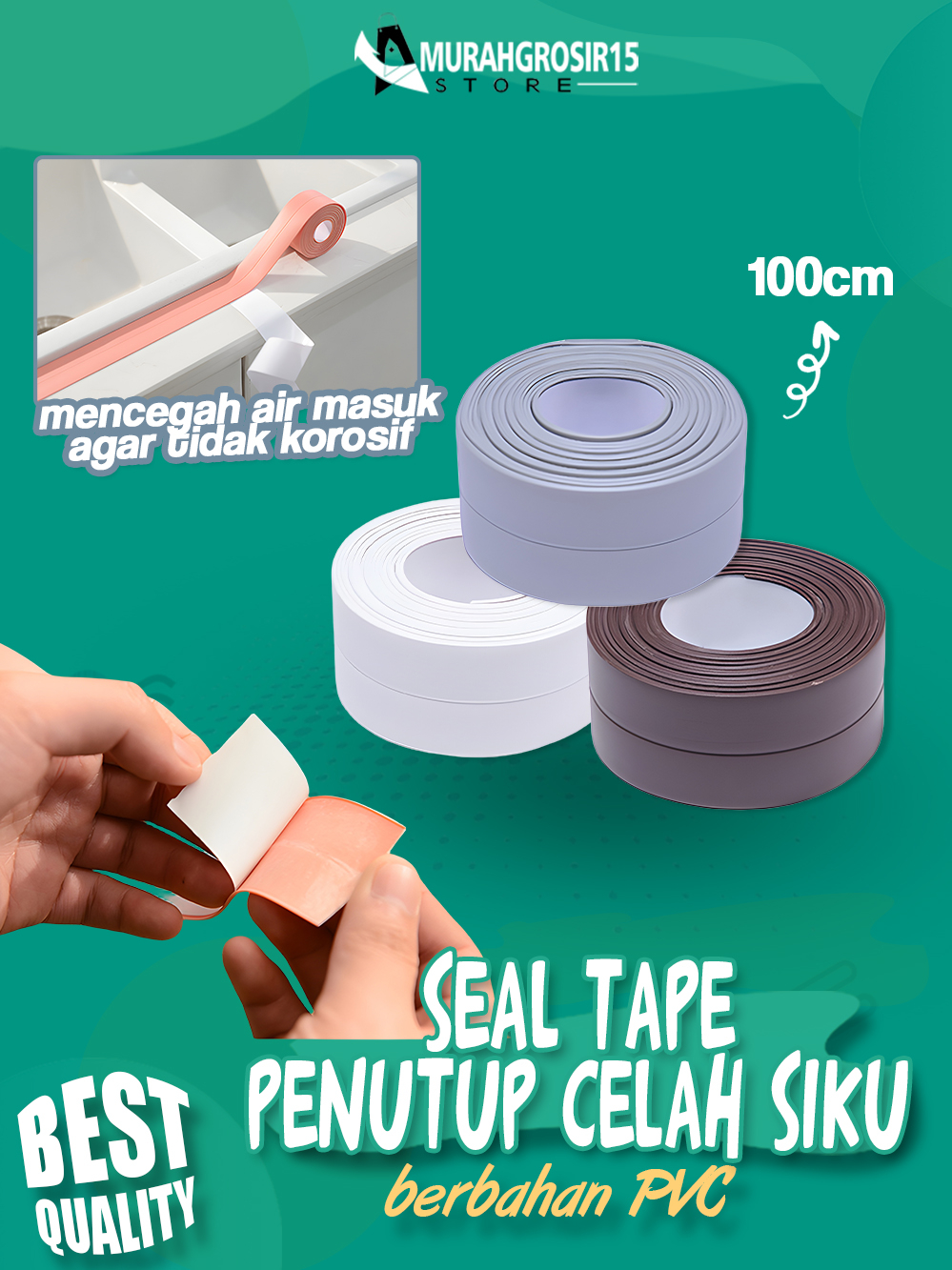 Jual Tape Seal Perekat Anti Jamur Air Minyak PVC Wastafel Dapur Kamar ...