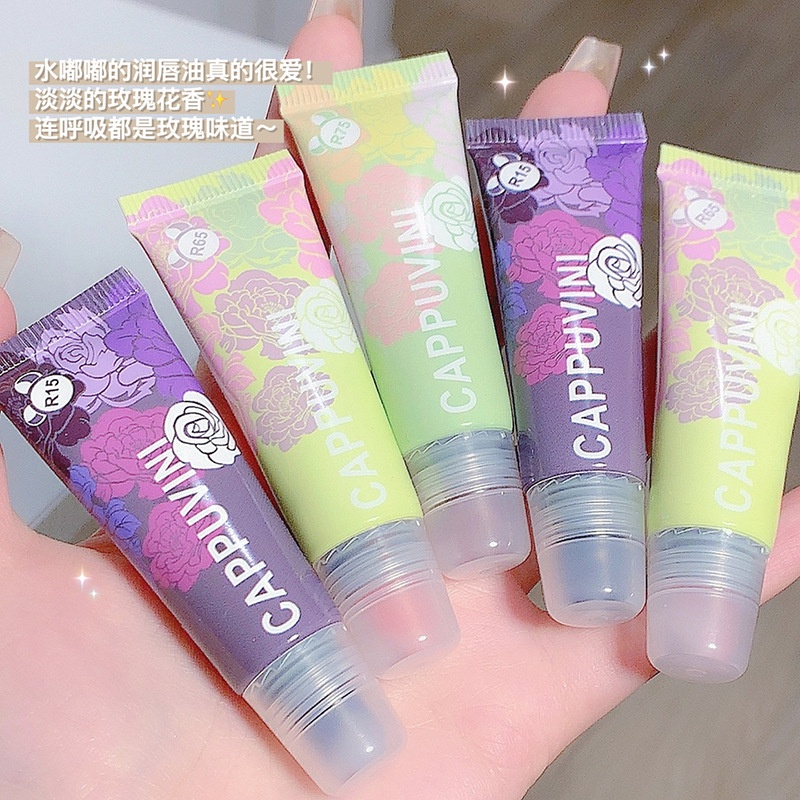 Jual Cappuvini Flower Rose Jelly Colored Lip Essence Oil / Lip Care