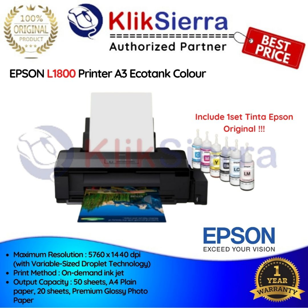 Jual EPSON L1800 Printer A3 Ecotank Colour L-1800 A3+ Ink Tank ORIGINAL ...