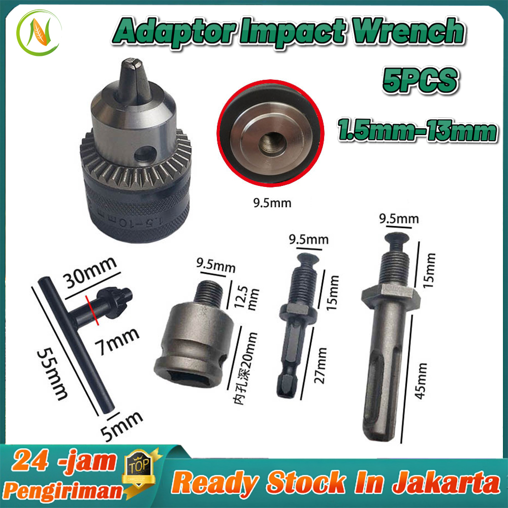 Jual Adaptor Impact Wrench / Drill Chuck 13 mm 5pcs Keyless Drill Chuck