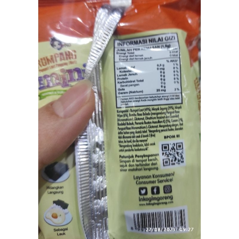 Jual INKO GIM Rumpang nori mini sachet 1,5gr snacks rumput laut seaweed ...