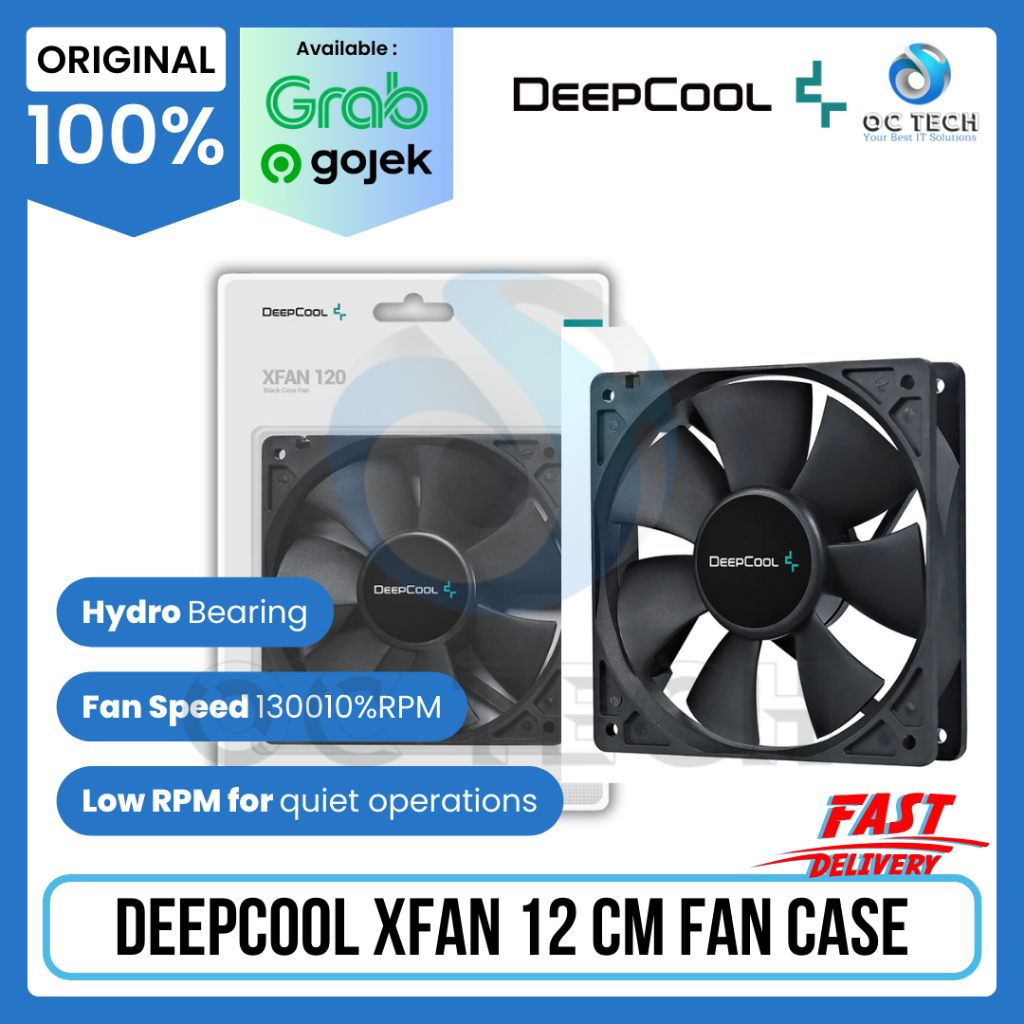 Jual DEEPCOOL XFAN 12cm XFAN120 120 120mm BLACK hydro bearing fan ...