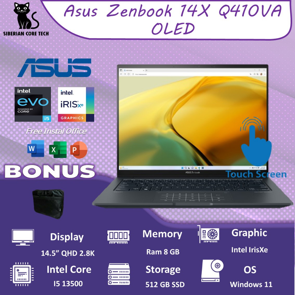 Jual Asus Zenbook 14x Oled Q410va Ux3404va Touch I5 13500 8gb 512gb W11 145qhd 28k Shopee 1392