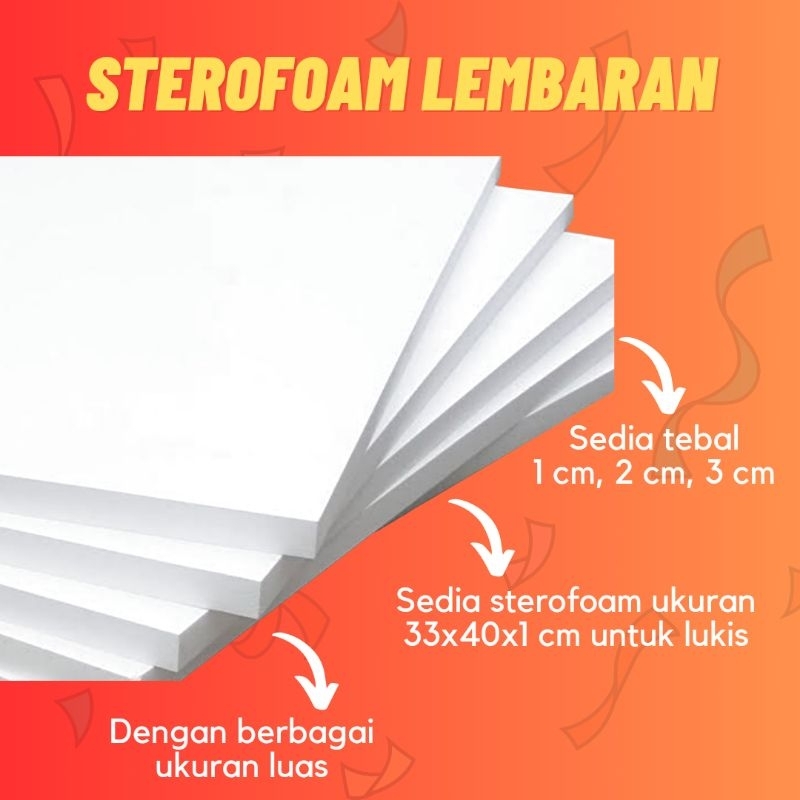 Jual Sterofoam Lembaran / Styrofoam Lukis / Gabus Lukis / Sterofoam Berbagai Ukuran (tebal 1 Cm ...