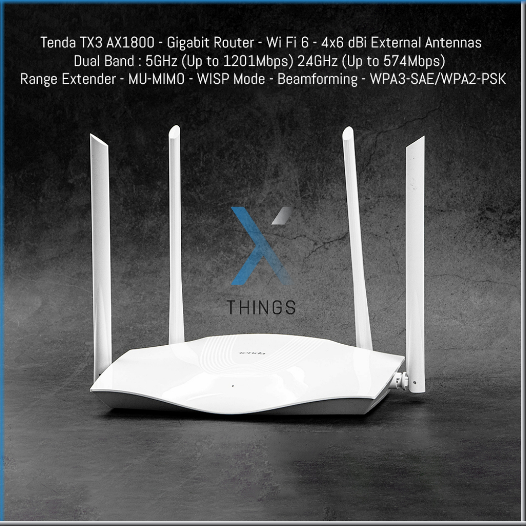 Jual Tenda TX3 AX1800 Wi-Fi 6 Router Dual Band 4x6dBi Antena Gigabit ...