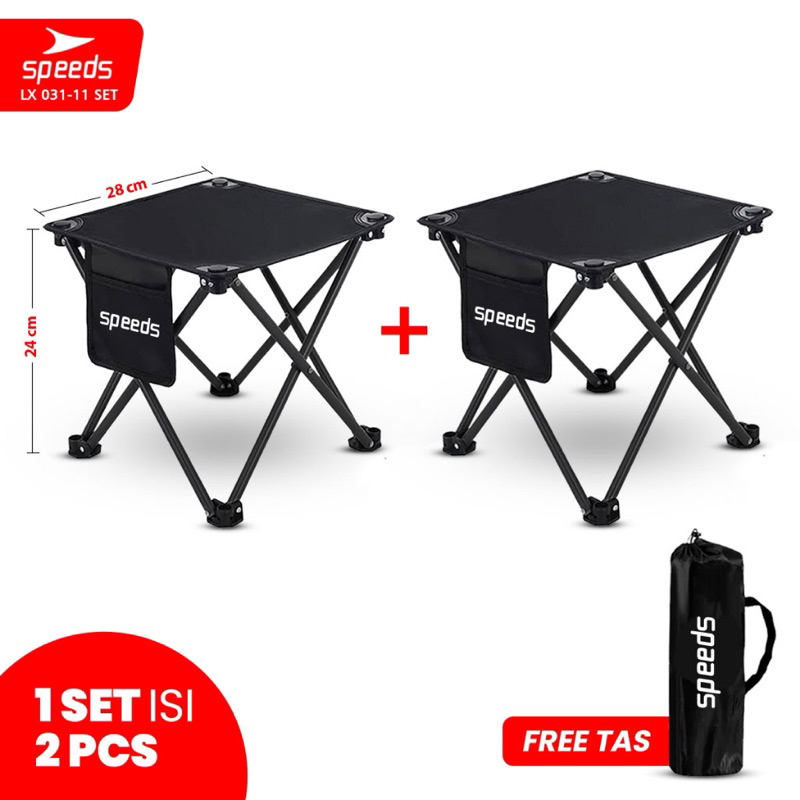 Product image SPEEDS Kursi Lipat Kusi Bulat Camping Moon Folding Chair Mancing Alam Piknik Outdoor 031-14 031-11 Set hitam