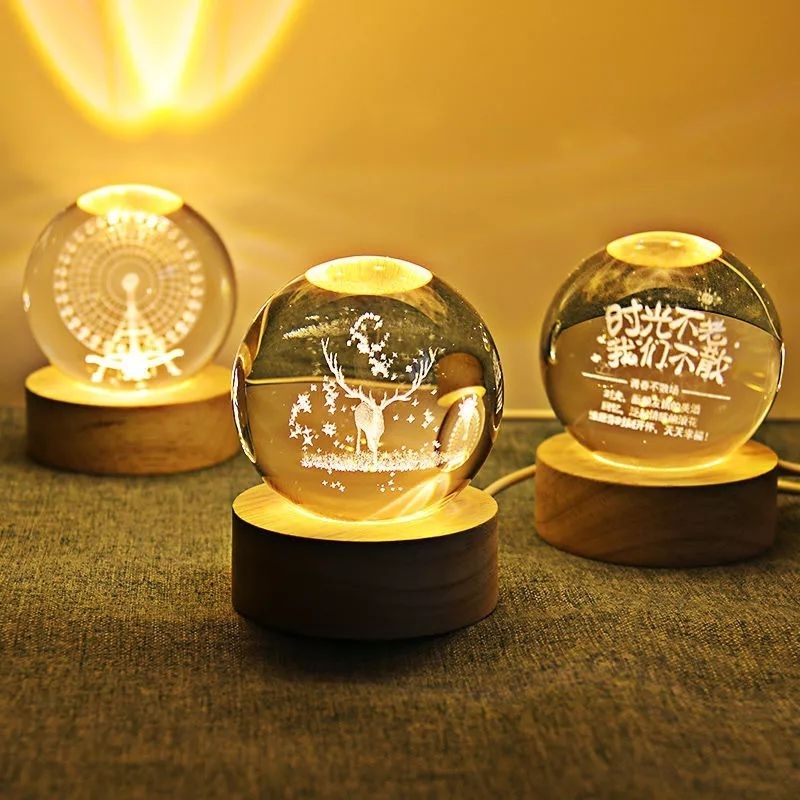 Jual Lampu Bola Kristal Kaca USB Lampu Hias Kamar Tidur Lampu Dekorasi