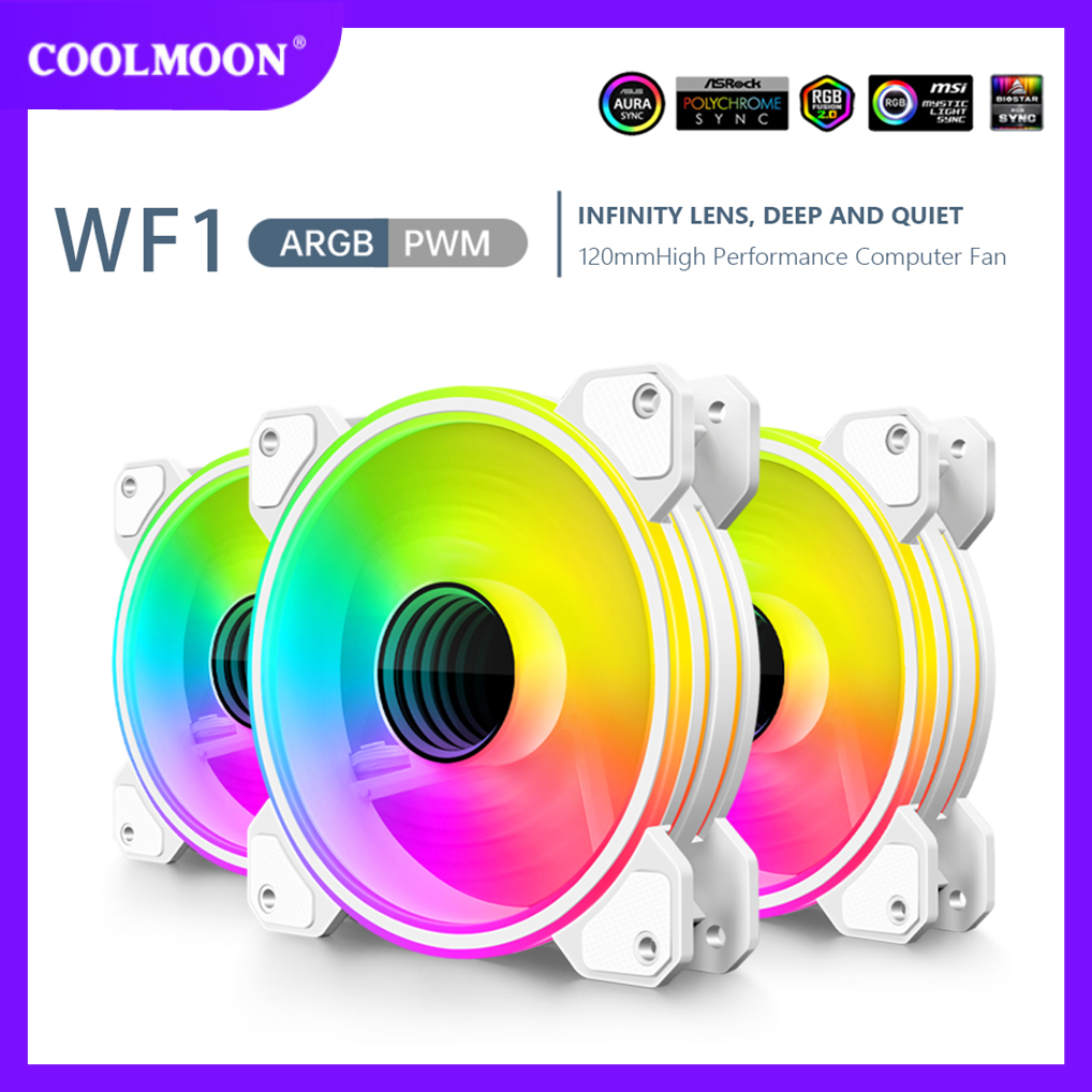 Jual Coolmoon Fan Casing WF1 Infinity Lens 5v 3Pin ARGB Pwm 12Cm White And Black Shopee Indonesia