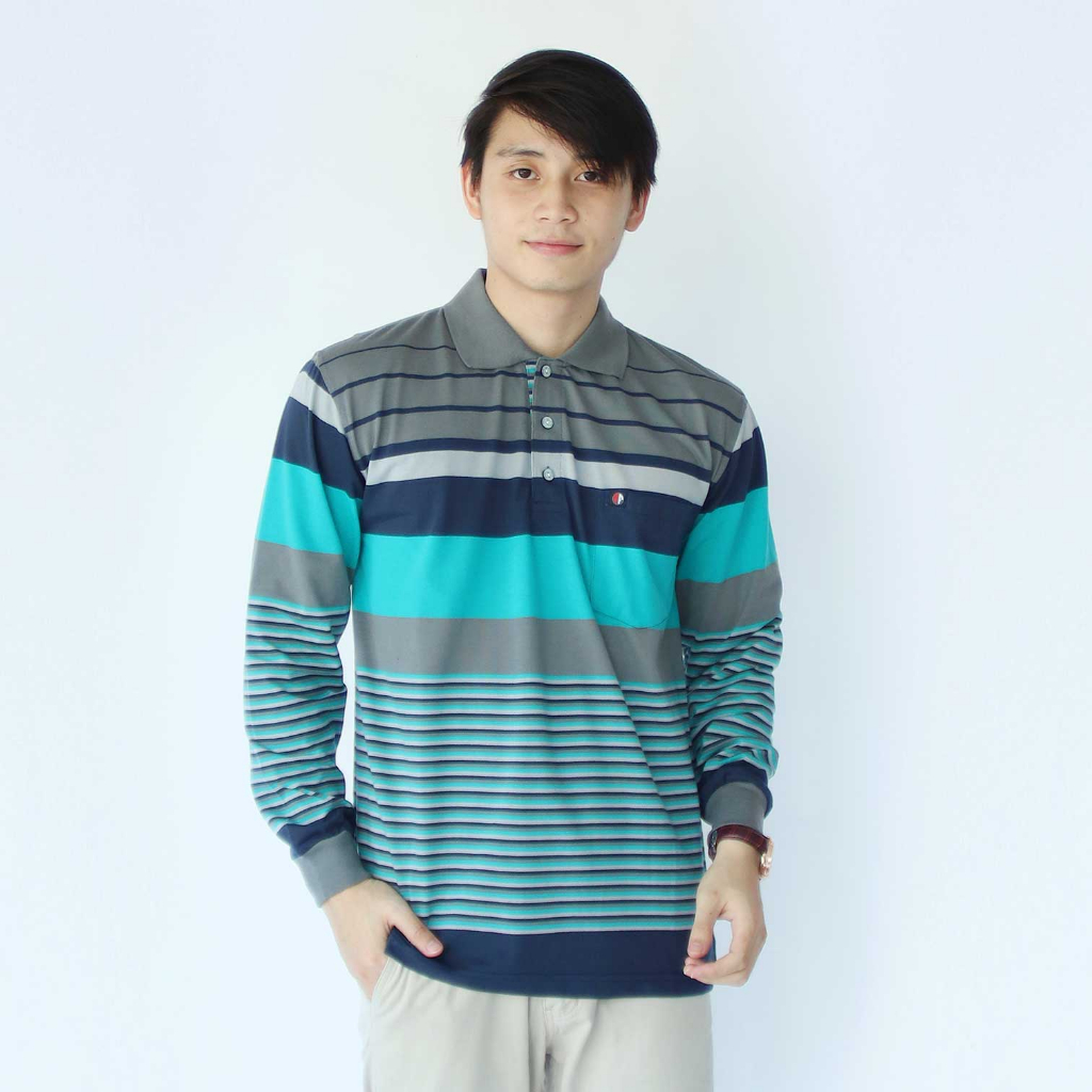 Jual Kaospolos Kaos Kerah Motif Salur Lengan Panjang Polo Shirt Stripe Engineering