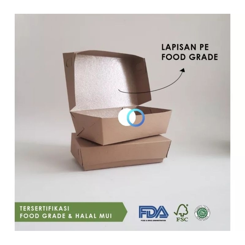 Jual (Isi 50Pcs)( M REGULER) Paper Lunch Box Ukuran FULL LAMINASI ...