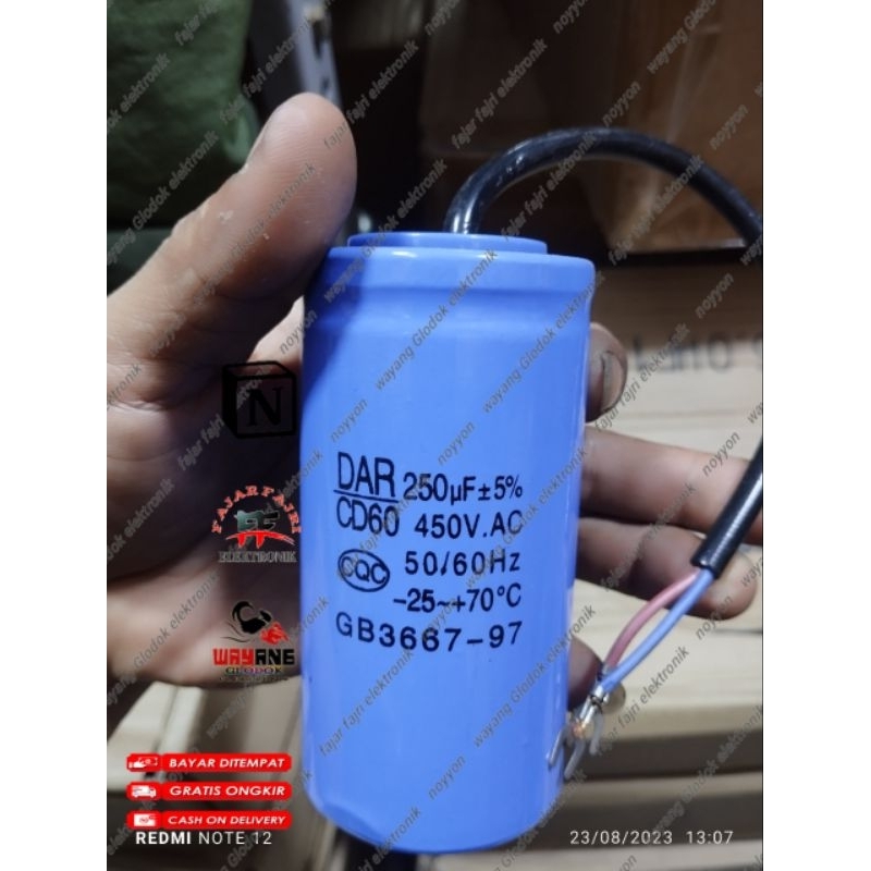 Jual Capacitor Mesin 250uf 450v 2 Kabel Kapasitor Mesin 250 Uf 450 Volt