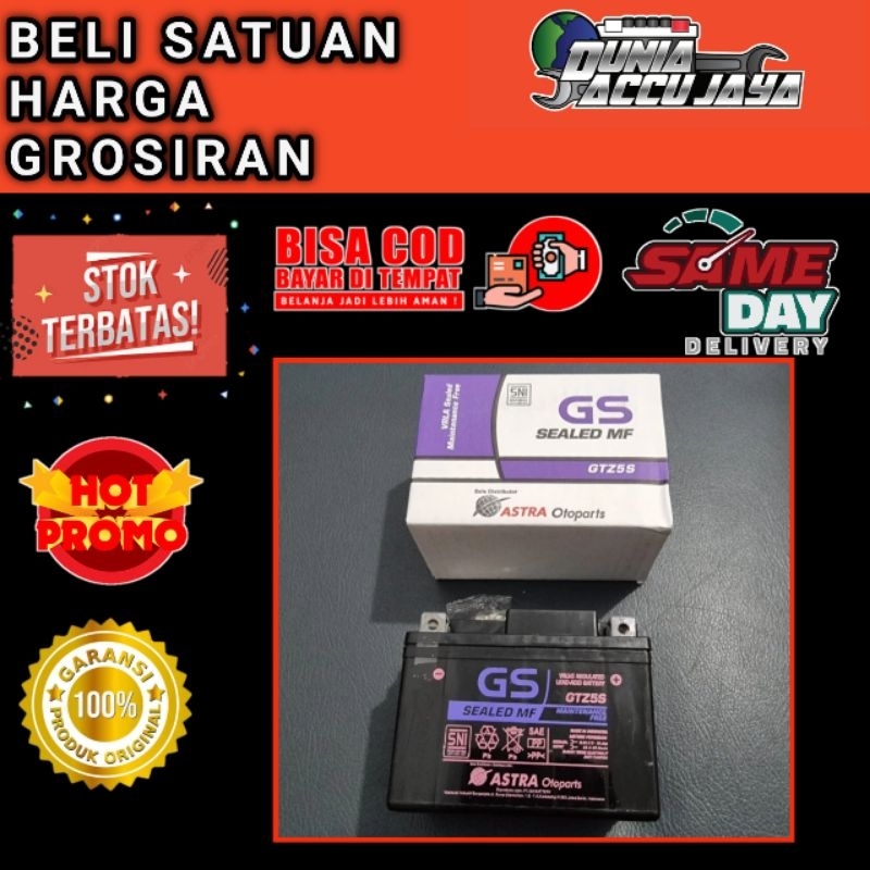 Aki motor kering GROSIR gs Astra original Gtz5s 3,5ah untuk motor matic bebek kopling