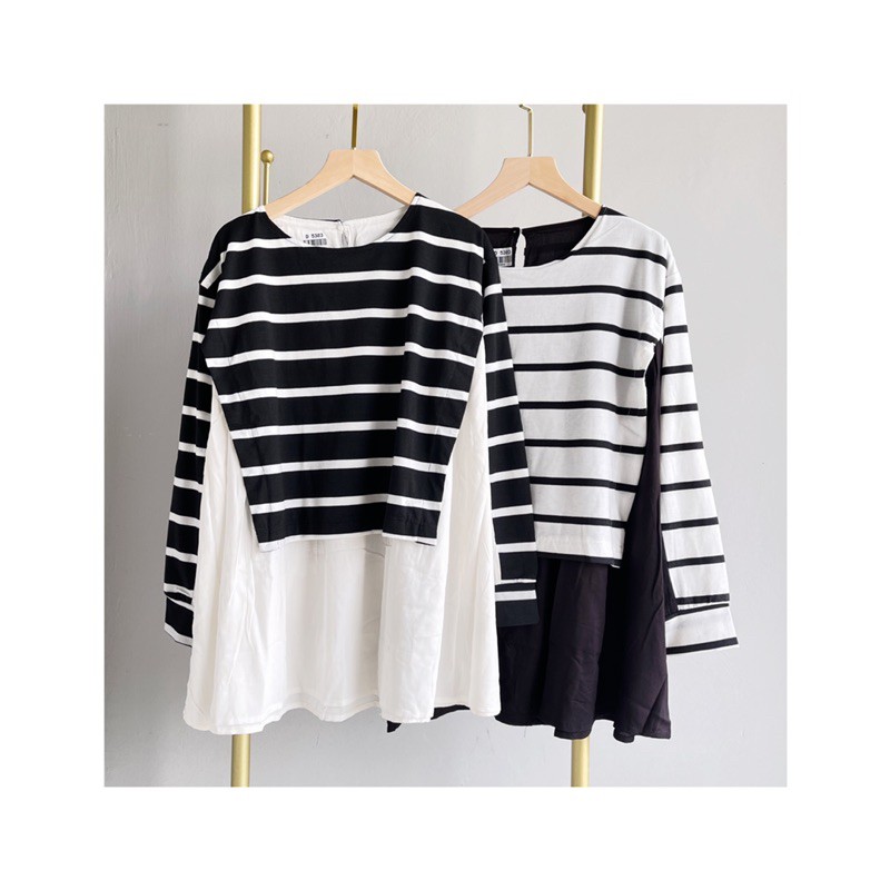 Jual DUSSEY BLOUSE GARIS JUMBO/ KAOS BLOUSE JUMBO GARIS KOMBINASI ...