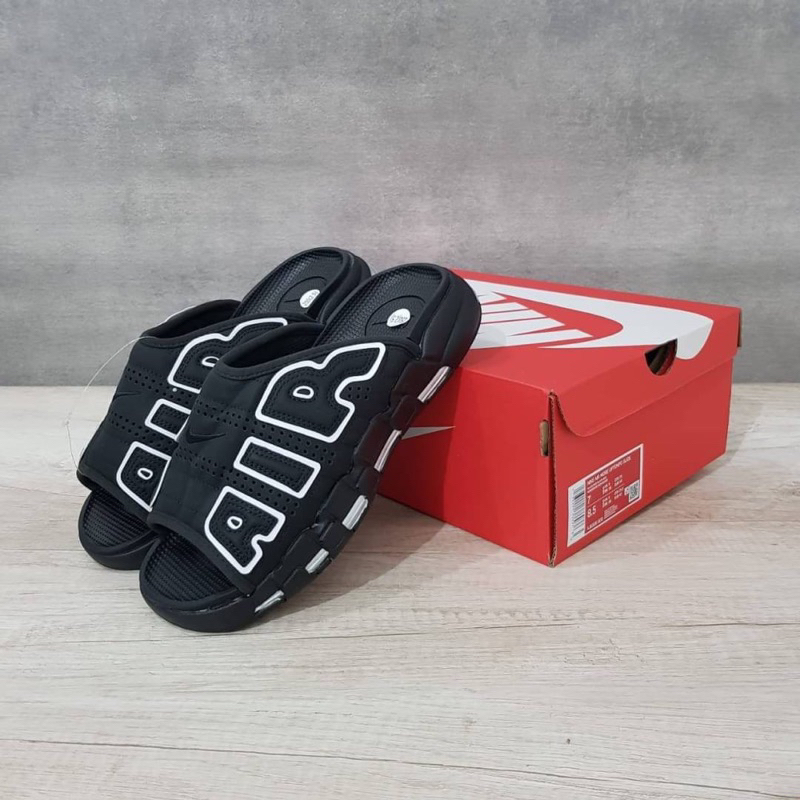Jual SANDAL N!KE AIR MORE UPTEMPO SLIDE BLACK PREMIUM ORIGINAL