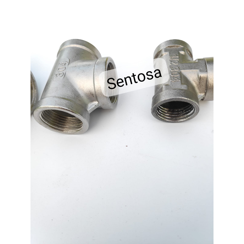 Jual TEE NEPEL 1/2 STAINLESS / NEPEL T DRAT DALAM STAINLESS 1/2